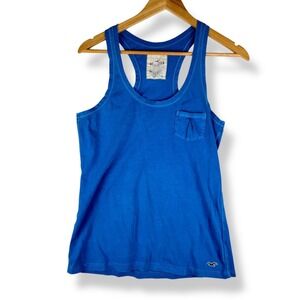 Hollister Blue Racerback Tank Top Womens Size Medium Streetwear Seagull Logo